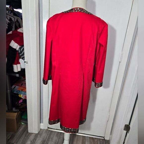 Vintage Grace chuang New York red long open blazer with embellishment - Picture 6 of 11